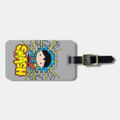 Chibi Superman die door de Brick-muur smashing Bagagelabel (Voorkant horizontaal)