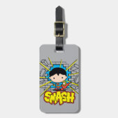 Chibi Superman die door de Brick-muur smashing Bagagelabel (Voorkant verticaal)
