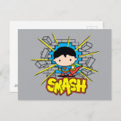 Chibi Superman die door de Brick-muur smashing Briefkaart (Voorkant / Achterkant)