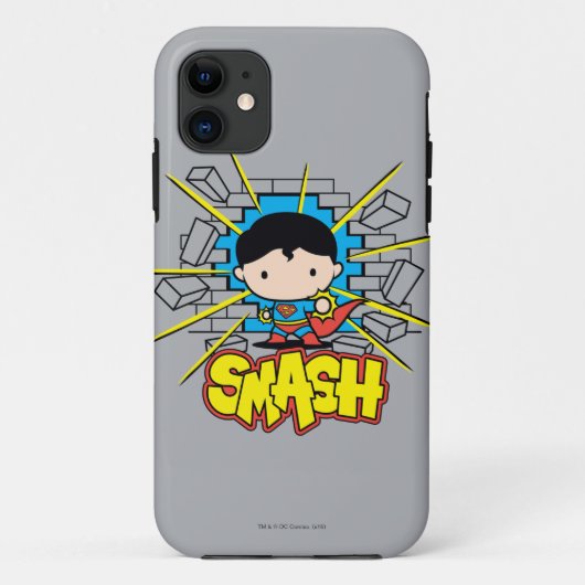 Chibi Superman die door de Brick-muur smashing Case-Mate iPhone Case (Achterkant)