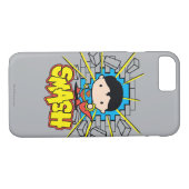 Chibi Superman die door de Brick-muur smashing Case-Mate iPhone Case (Achterkant (Horizontaal))