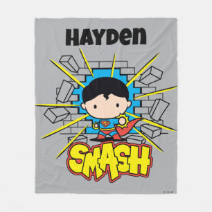 Chibi Superman die door de Brick-muur smashing Fleece Deken