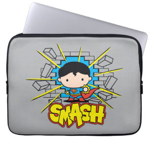 Chibi Superman die door de Brick-muur smashing Laptop Sleeve