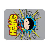Chibi Superman die door de Brick-muur smashing Magneet (Horizontaal)