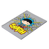 Chibi Superman die door de Brick-muur smashing Notitieboek (Linkerzijde)