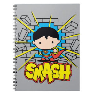 Chibi Superman die door de Brick-muur smashing Notitieboek