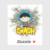 Chibi Superman die door de Brick-muur smashing Sticker (Vel)