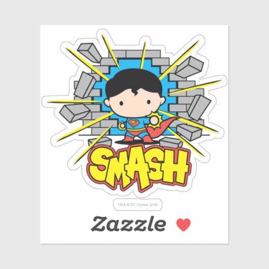 Chibi Superman die door de Brick-muur smashing Sticker (Vel)