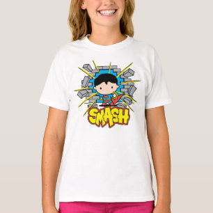 Chibi Superman die door de Brick-muur smashing T-shirt