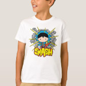 Chibi Superman die door de Brick-muur smashing T-shirt (Voorkant)