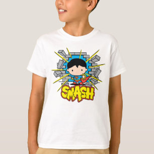 Chibi Superman die door de Brick-muur smashing T-shirt