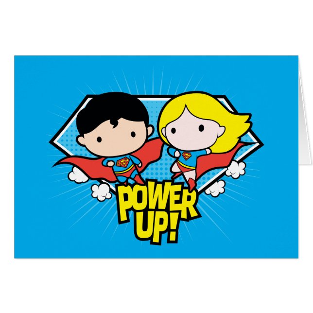 Chibi Superman en Chibi Supergirl Power Up! (Voorkant Horizontaal)