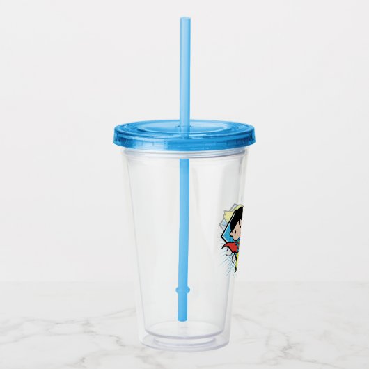Chibi Superman en Chibi Supergirl Power Up! Acryl Drinkbeker (Rechts)