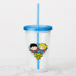 Chibi Superman en Chibi Supergirl Power Up! Acryl Drinkbeker
