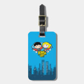 Chibi Superman en Chibi Supergirl Power Up! Bagagelabel (Voorkant verticaal)