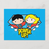 Chibi Superman en Chibi Supergirl Power Up! Briefkaart (Voorkant)
