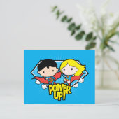 Chibi Superman en Chibi Supergirl Power Up! Briefkaart (Staand voorkant)