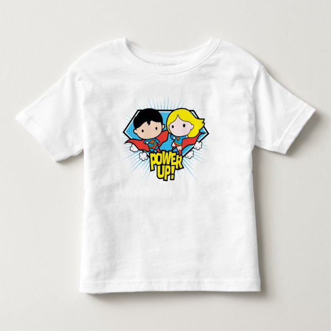 Chibi Superman en Chibi Supergirl Power Up! Kinder Shirts (Voorkant)