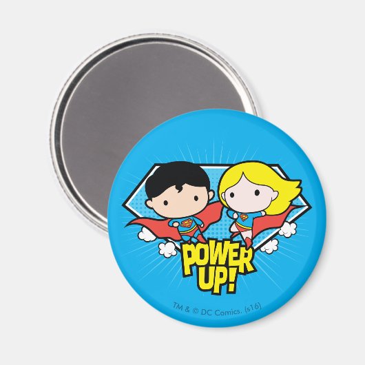 Chibi Superman en Chibi Supergirl Power Up! Magneet (Voorkant / Achterkant)