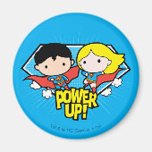 Chibi Superman en Chibi Supergirl Power Up! Magneet (Voorkant)