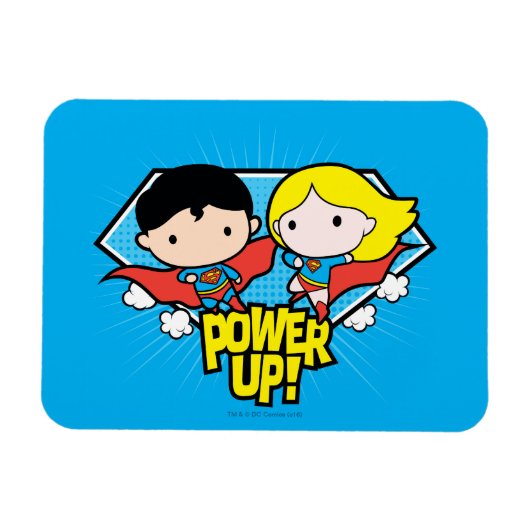 Chibi Superman en Chibi Supergirl Power Up! Magneet (Horizontaal)