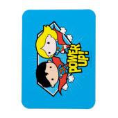 Chibi Superman en Chibi Supergirl Power Up! Magneet (Verticaal)
