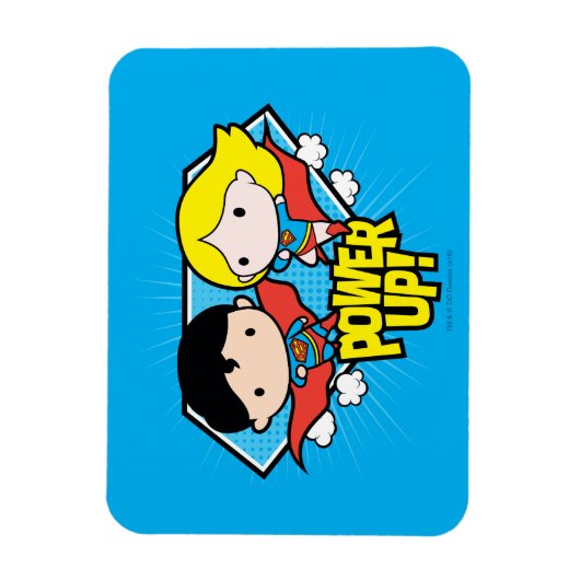 Chibi Superman en Chibi Supergirl Power Up! Magneet (Verticaal)