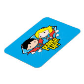 Chibi Superman en Chibi Supergirl Power Up! Magneet (Linkerzijde)