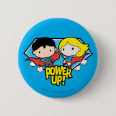 Chibi Superman en Chibi Supergirl Power Up! Ronde Button 5,7 Cm (Voorkant)