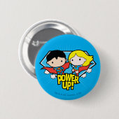 Chibi Superman en Chibi Supergirl Power Up! Ronde Button 5,7 Cm (Voorkant /achterkant)