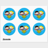 Chibi Superman en Chibi Supergirl Power Up! Ronde Sticker (Vel)