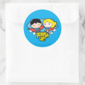 Chibi Superman en Chibi Supergirl Power Up! Ronde Sticker (Tas)