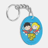 Chibi Superman en Chibi Supergirl Power Up! Sleutelhanger (Voorkant Links)