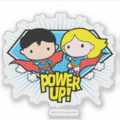 Chibi Superman en Chibi Supergirl Power Up! Sticker (Voorkant)
