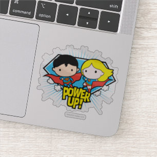 Chibi Superman en Chibi Supergirl Power Up! Sticker