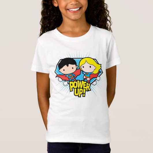 Chibi Superman en Chibi Supergirl Power Up! T-shirt (Voorkant)