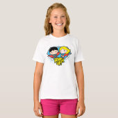 Chibi Superman en Chibi Supergirl Power Up! T-shirt (Voorkant volledig)