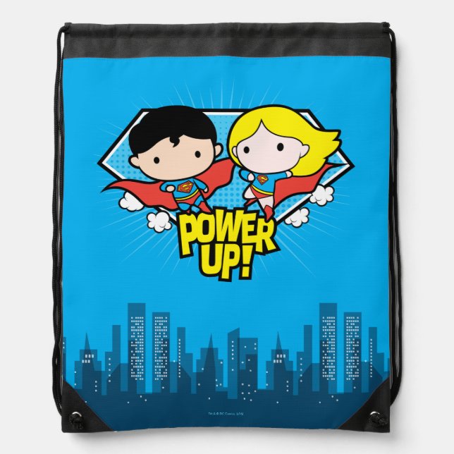 Chibi Superman en Chibi Supergirl Power Up! Trekkoord Rugzakje (Voorkant)