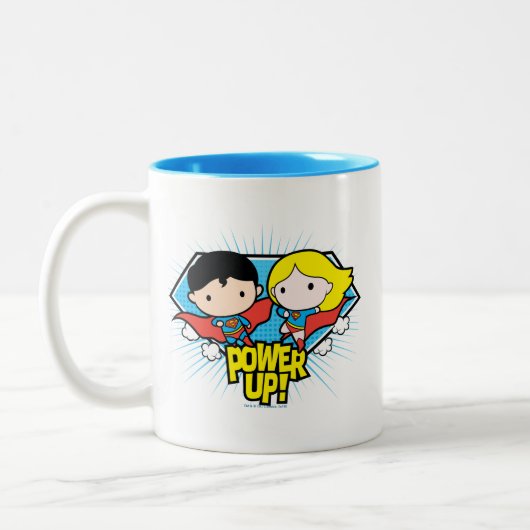 Chibi Superman en Chibi Supergirl Power Up! Tweekleurige Koffiemok (Links)