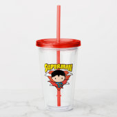 Chibi Superman Polka Dot Shield and Name Acryl Drinkbeker (Voorkant)