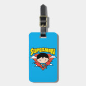 Chibi Superman Polka Dot Shield and Name Bagagelabel (Voorkant verticaal)
