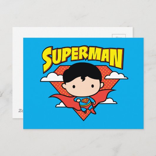 Chibi Superman Polka Dot Shield and Name Briefkaart (Voorkant / Achterkant)