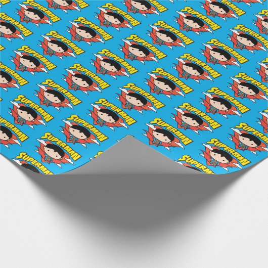 Chibi Superman Polka Dot Shield and Name Cadeaupapier (Hoek)