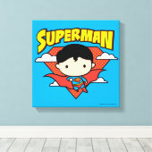 Chibi Superman Polka Dot Shield and Name Canvas Afdruk (Insitu (Houten vloer))