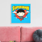 Chibi Superman Polka Dot Shield and Name Canvas Afdruk (Insitu (Woonkamer))
