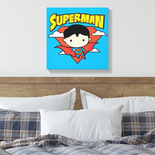 Chibi Superman Polka Dot Shield and Name Canvas Afdruk (Insitu (Slaapkamer))