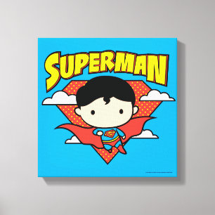 Chibi Superman Polka Dot Shield and Name Canvas Afdruk