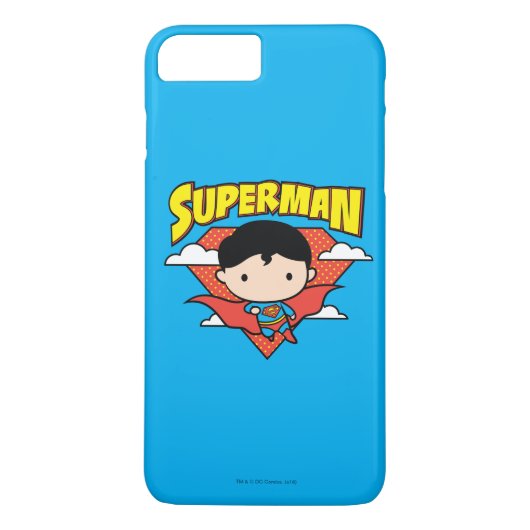 Chibi Superman Polka Dot Shield and Name Case-Mate iPhone Case (Achterkant)