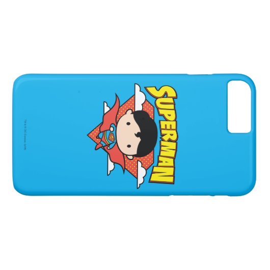 Chibi Superman Polka Dot Shield and Name Case-Mate iPhone Case (Achterkant (Horizontaal))