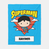 Chibi Superman Polka Dot Shield and Name Fleece Deken (Voorkant)